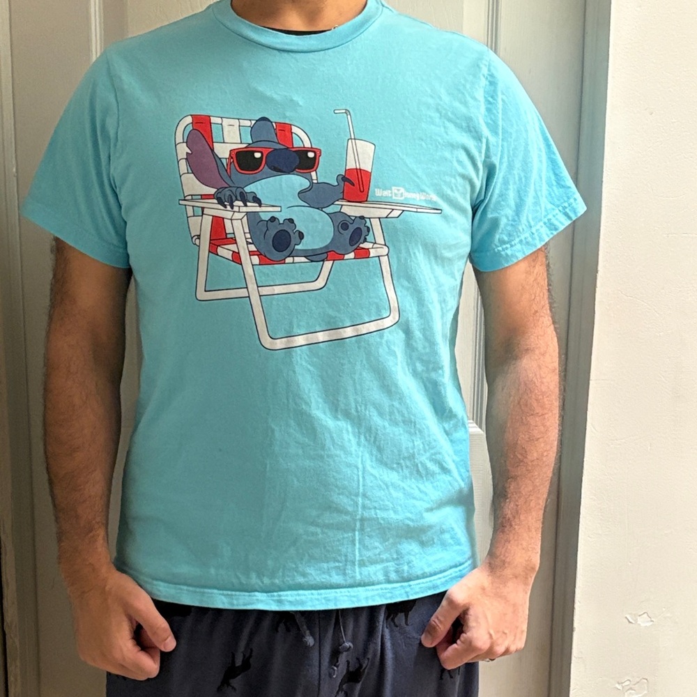 Disney Large Light Blue Stitch Mens T-Shirt